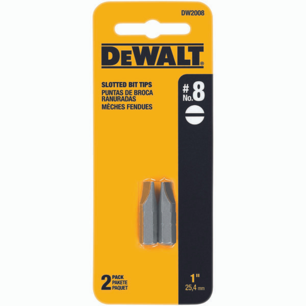 DEWALT TOOLS DW2008 #8 SLOTTED INSERT BIT TIP, 1-IN.,2-PK.