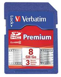 VERBATIM VER96318 PREMIUM SDHC MEMORY CARD,8 GB,