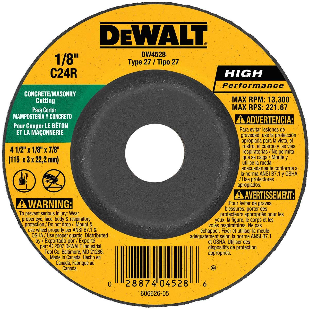 DEWALT TOOLS DW4528 4-1/2 X 1/8 MASRY (BLK)