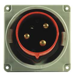 HUBBELL HBL320B7W IEC PIN AND SLEEVE INLET 20A 480V RED