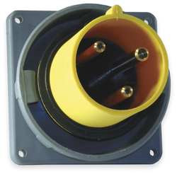 HUBBELL HBL360B4W IEC PIN AND SLEEVE INLET 60A 125V YELLOW