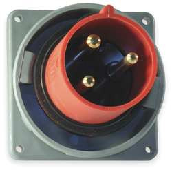 HUBBELL HBL360B7W IEC PIN AND SLEEVE INLET 60A 480V RED