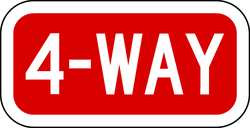LYLE R1-3-4-12DA TRAFFIC SIGN 6 X 12IN WHT/R 4-WAY TEXT