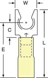 3M MH10-14FLK FORK TERMINL,LCKNG,1/4IN STUD,YELW,PK250