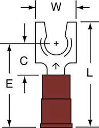 3M MNG18-10FLK FORK TERMINAL,TIN,COPPER,RED