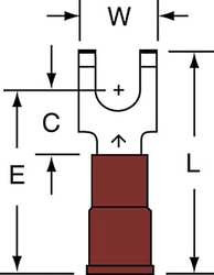 3M MNG18-8FFBK FORK TERMINAL,TIN,COPPER,RED