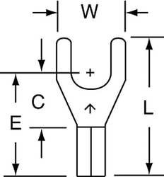 3M MU18-10FHTK FORK TERMINAL,STD,#10 STUD,BARE,PK1000