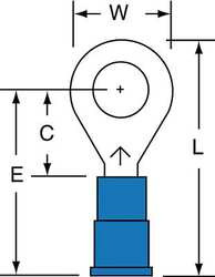 3M MV14-14R/SK RING TERM,VINYL,1/4 IN.,1.080 IN.,PK1000