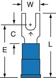 3M MV14-6FBK FORK TERMINAL,BLOCK,#6 STUD,BLUE,PK1000