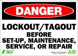 ZING ENTERPRISES, LLC 2107A ZING ECO SAFETY SIGN DANGER LOCKOUT/TAGO