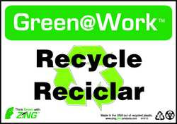 ZING ENTERPRISES, LLC 1010 SIGN,RECYCLE (BILINUGAL),7X10",PLASTIC