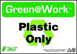 ZING ENTERPRISES, LLC 1031 ZING GREEN AT WORK SIGN PLASTIC ONLY WIT