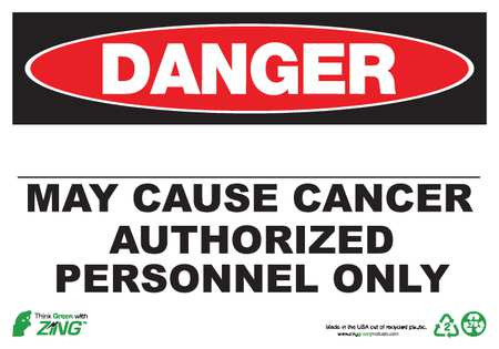 ZING ENTERPRISES, LLC 2675A ZING ECO GHS SIGN DANGER BLANK MAY CAUSE