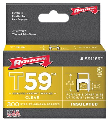 ARROW FASTENER CO 591189 5/16"X 5/16" INSULATED STAPLE CLEAR 300/