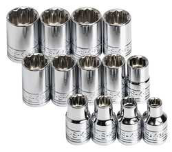 SK PROFESSIONAL TOOLS 89023 SOCKET SET 3/8 IN DR CHROME 13 PC