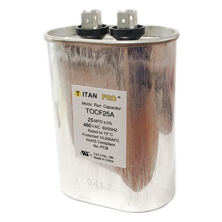 TITAN PRO TOCF25A MOTOR RUN CAPACITOR 25 MFD OVAL 4 IN H