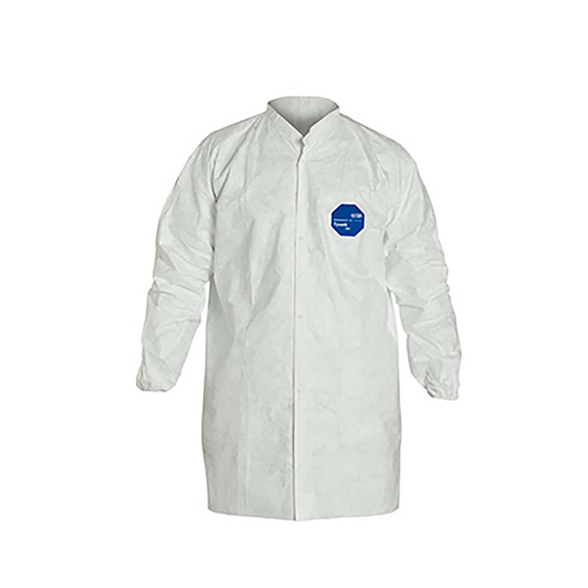 DUPONT TY216SWHMD003000 TYVEK LAB COAT SNAP FRONT 5 2 POCKETS MD