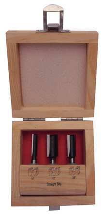 GRAINGER GLOBAL SOURCING 16Y597 ROUTER BIT SET STRAIGHT 3 PC