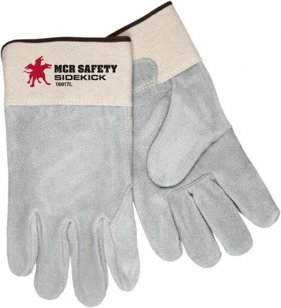 MCR SAFETY 16017L LEATHER PALM GLOVES, SIDEKICK, LARGE, LE