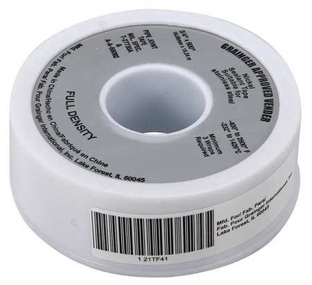GRAINGER GLOBAL SOURCING 21TF41 SEALANT TAPE 3/4 X 600 IN
