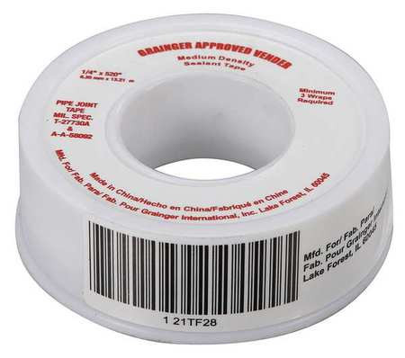 GRAINGER GLOBAL SOURCING 21TF28 SEALANT TAPE 1/4 X 520 IN