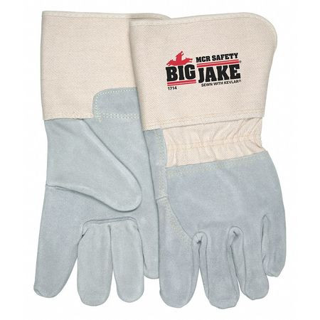 MCR SAFETY 1714 LEATHER PALM GLOVES, BIG JAKE, X-LARGE, 