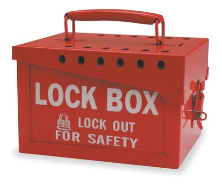 BRADY SPC ABSORBENTS 51171 LOCK BOX /LOCKOUT FOR SAFETY RED STEEL