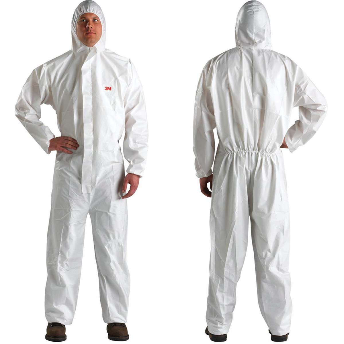 3M 4510-L COLLARED COVERALLS,WHITE,L,ELASTIC