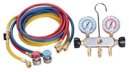 DAYTON 4PDF7 MANIFOLD GAUGE SET 2 VALVE 3 HOSES