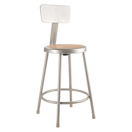 NATIONAL  PUBLIC SEATING CORP. 6224B NPS 24" HEAVY DUTY STEEL STOOL WITH BACK