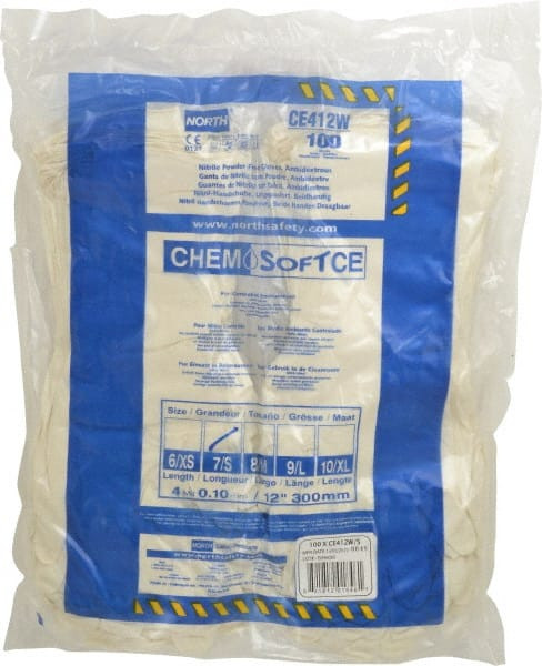 NORTH SAFETY PRODUCTS CE412W/S PACK OF (100), SIZE S, 4 MIL, CLEANROOM 