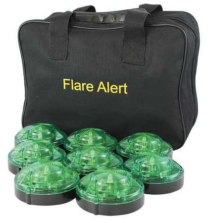 FLAREALERT B8GBP2ONLY LED ROAD FLARE KIT, GREEN, 120 FPM, MAGN