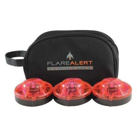 FLAREALERT B3RB2 LED ROAD FLARE KIT, RED, 120 FPM, MAGNET
