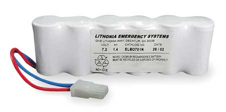 ACUITY BRANDS ELB0701N BATTERY,NICKEL CADMIUM,7.2V,1.4A/HR.