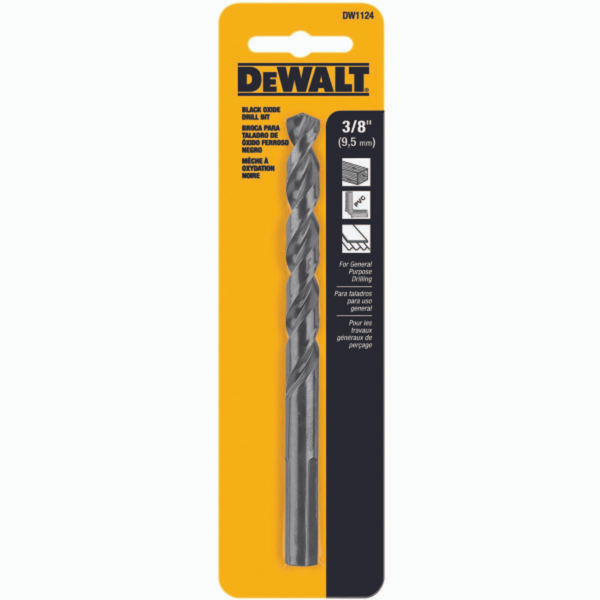DEWALT TOOLS DW1124 DRILL BIT BLACK OXIDE 3/8IN