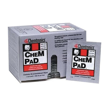 CHEMTRONICS CP400 ALCOHOL WIPES,4" X 3",50 CT,PK50