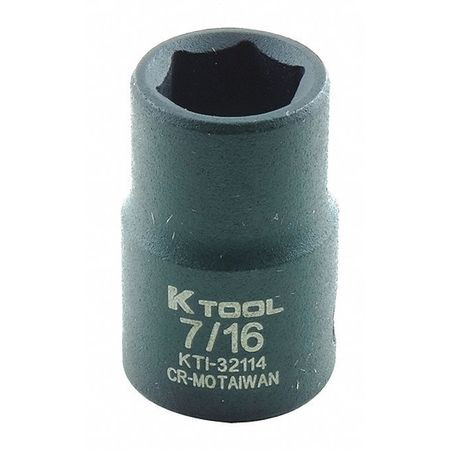 KTI KTI-32114 IMPACT SOCKET SAE 7/16IN. 1-3/16IN.L HEX