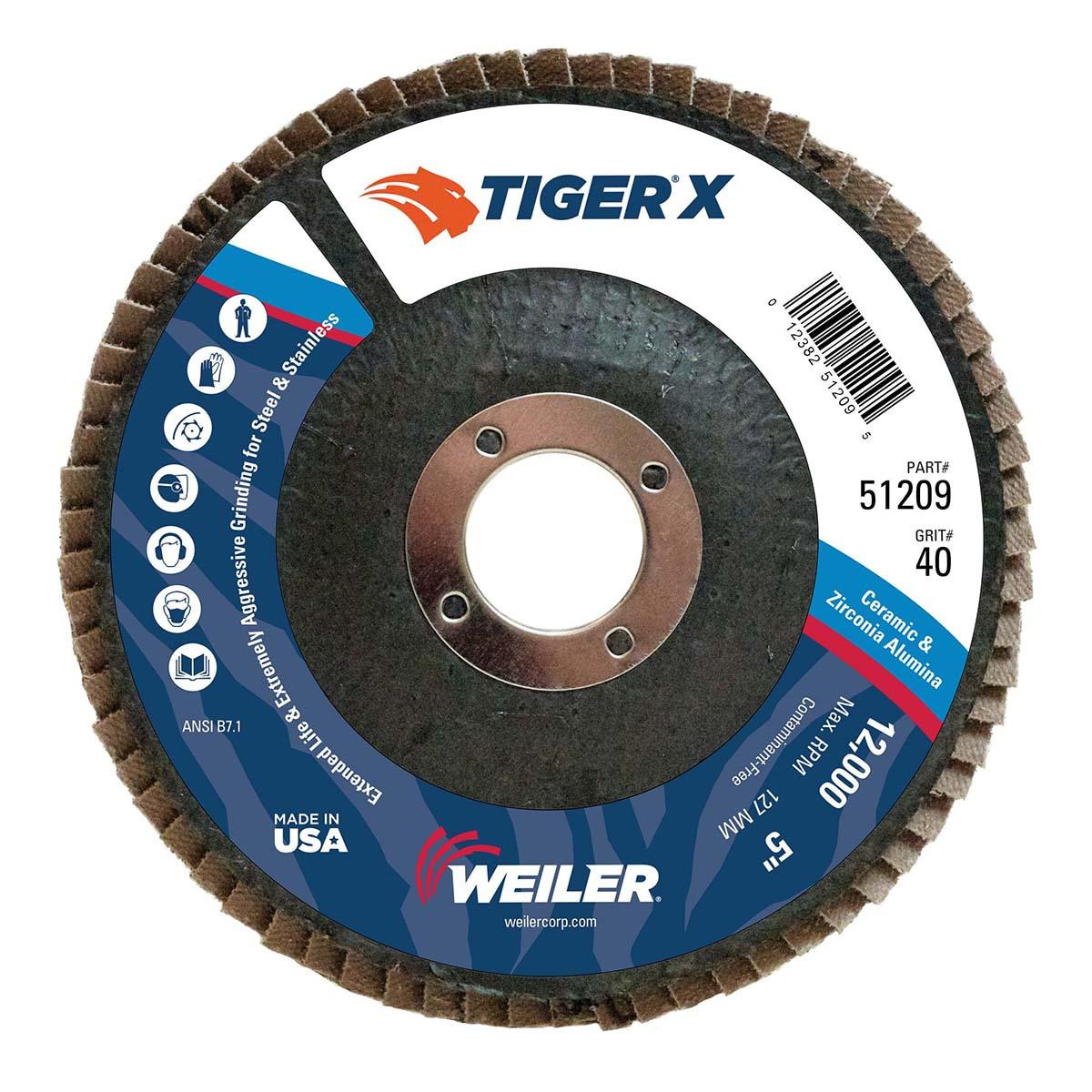 WEILER CORPORATION 51209 5" 40 GRIT 7/8" CENTER HOLE TYPE 29 ZIRC