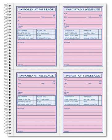 TOPS MANUFACTURING CO. TOP4005 PHONE MESSAGE BOOK,2-PART CARBONLESS