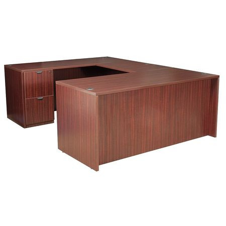 REGENCY LUDF7135MH U-SHAPE OFFICE DESK 71X29X106IN MAHOGANY