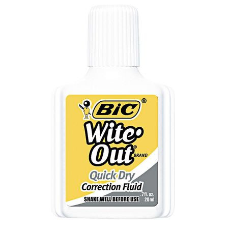 BIC CORPORATION BICWOFQD12WE CORRECTION FLUID,FOAM BRUSH,20ML,PK12