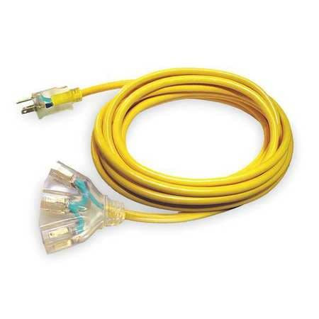 POWER FIRST 4GAC8 EXTENSION CORD 3-OUTLET 15A 25 FT.