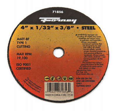 FORNEY INDUSTRIES INC 71856 CUTTING WHEEL, TYPE 1, 4 X 1/32-IN.