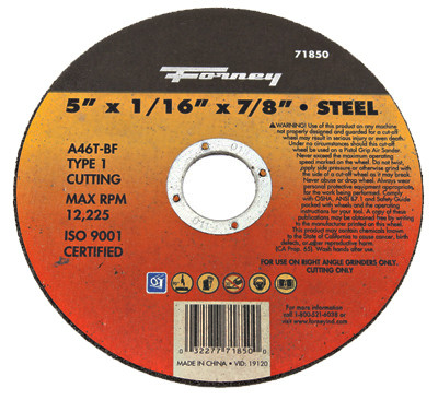 FORNEY INDUSTRIES INC 71850 CUTTING WHEEL, TYPE 1, 5 X 1/16-IN.