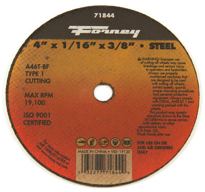 FORNEY INDUSTRIES INC 71844 WHEEL CUTOFF MTL 4X1/16X3/8IN