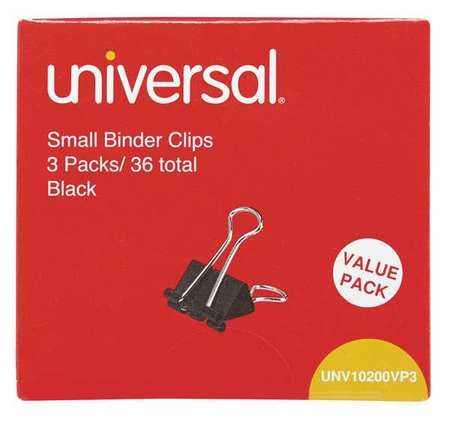 UNIVERSAL ONE UNVAA019A-B12 BINDER CLIP STEEL 3/4IN. SIZE PK36