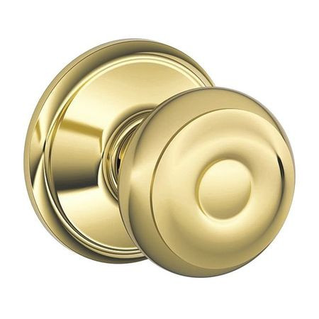 SCHLAGE F10 GEO 605 PASSAGE LATCH, GEORGIAN KNOB, BRIGHT BRA