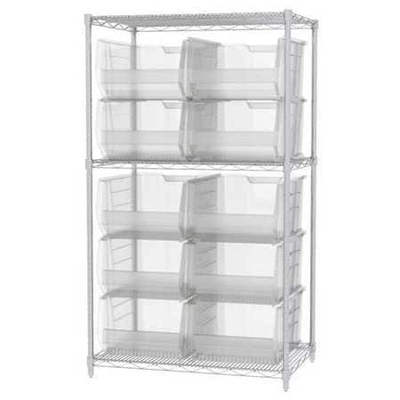 AKRO-MILLS AWS24361288SC BIN SHELVING WIRE 36X24 10 BINS CLEAR