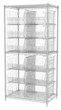 AKRO-MILLS AWS24360288SC BIN SHELVING WIRE 36X24 12 BINS CLEAR