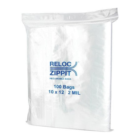 RELOC ZIPPIT R1012 RECLOSABLE BAG 10IN.L 2 MIL PK1000